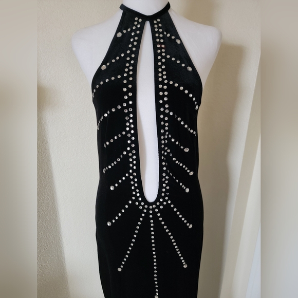 Custom-made Halter Crystal Embellished Bodycon Sexy Cocktail Dress, size M/L - Picture 9 of 12